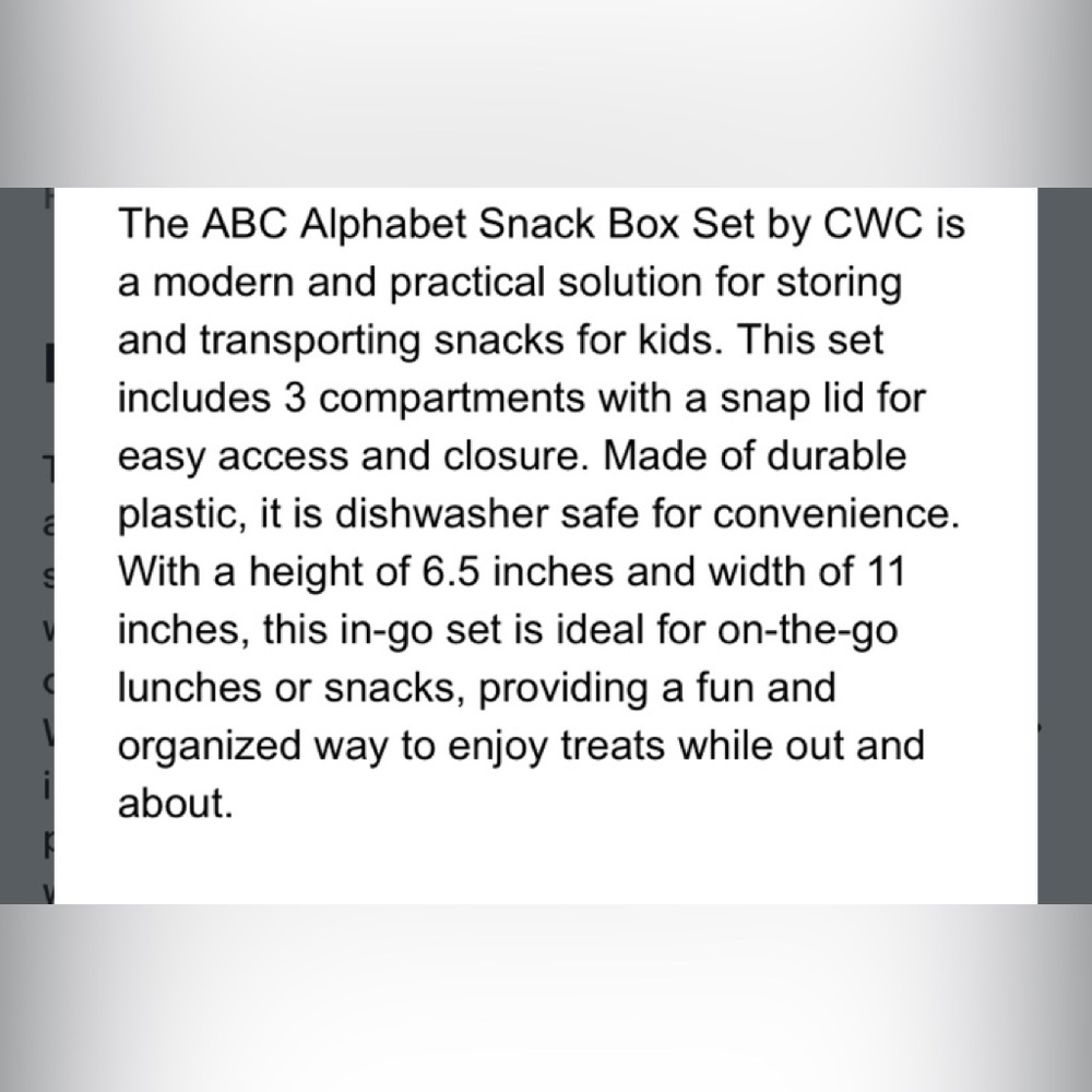CWC Alphabet Snack Box Set - Picture 4 of 4